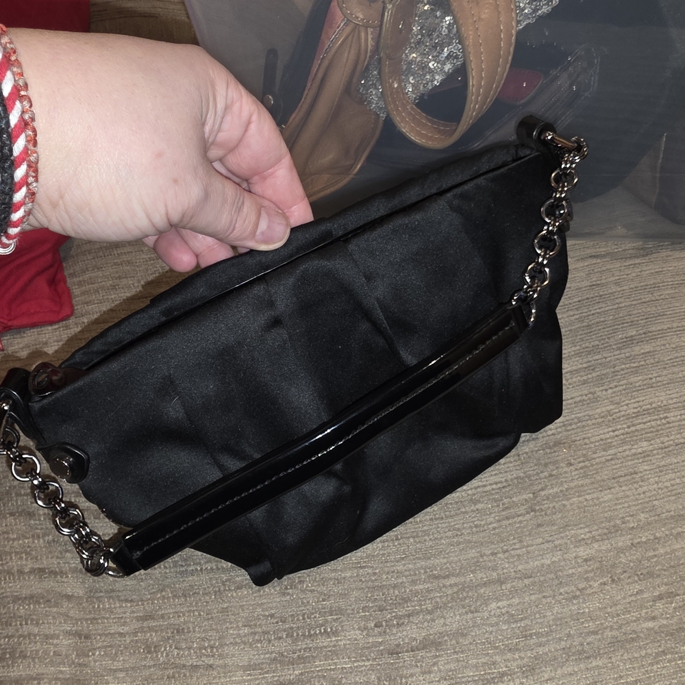 Simply Vera Vera Wang Black Satin Chain-Handle Clutch